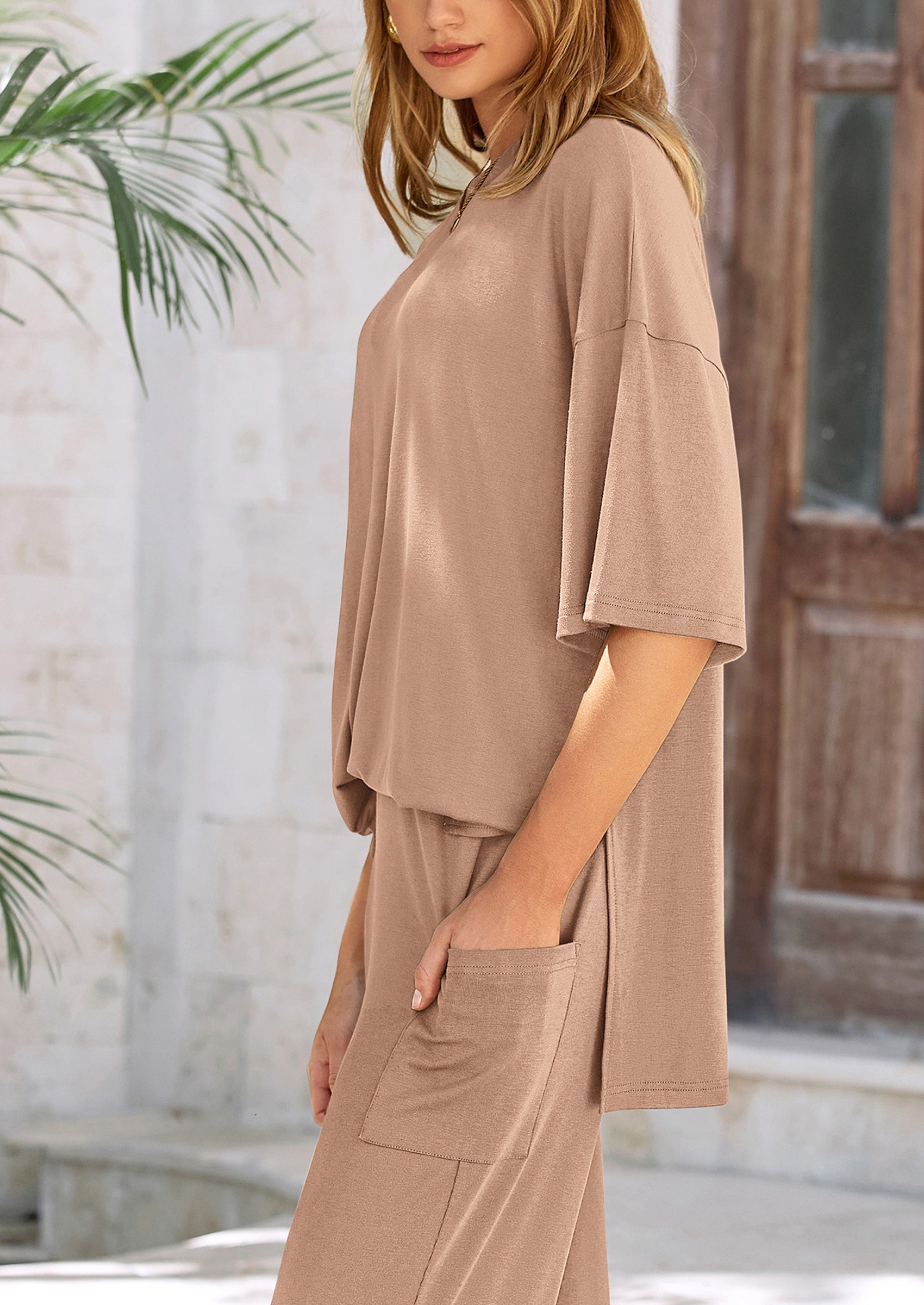 PRETTYGARDEN Women's 2 Piece Outfits Casual Short Sleeve Pullover Tops and Wide Leg Pants Lounge Sets Tracksuits