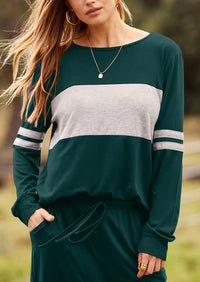 PRETTYGARDEN Women's Color Block 2 Piece Spring Tracksuit Crewneck Long Sleeve Tops Long Sweatpants Outfits Lounge Sets