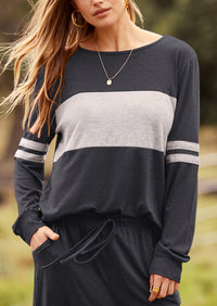 PRETTYGARDEN Women's Color Block 2 Piece Spring Tracksuit Crewneck Long Sleeve Tops Long Sweatpants Outfits Lounge Sets