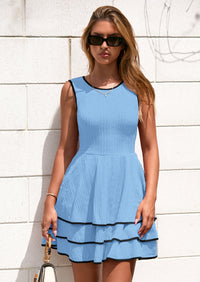 PRETTYGARDEN Women's Summer Sundresses Casual Elegant Sleeveless Flowy Tiered Ruffle A Line Mini Graduation Party Dress