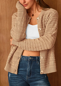 PRETTYGARDEN Women's Knit Cardigan Sweaters Casual Long Sleeve Open Front Button Down Trendy Jackets Outerwear