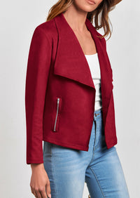 PRETTYGARDEN Women's Faux Suede Jackets Fashion Fall Clothes Long Sleeve Open Front Cropped Coat Outwear