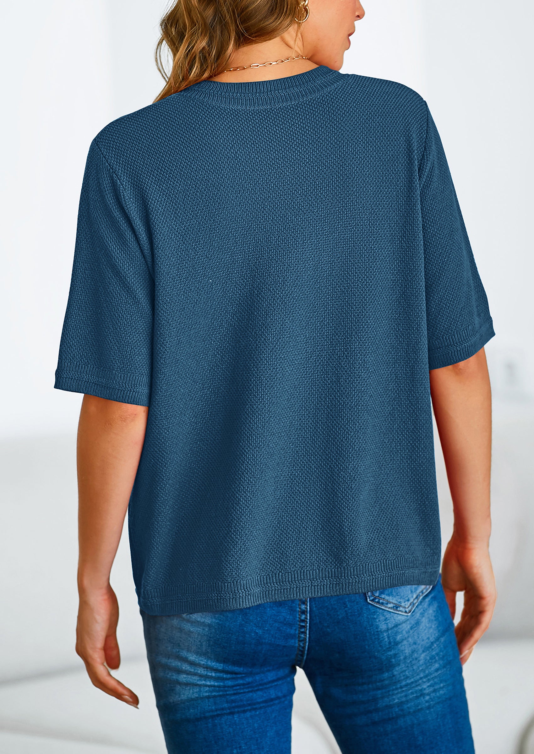 PRETTYGARDEN Women's Summer Button Down Shirts Casual Short Sleeve Crew Neck Ribbed Knit Blouse Top Cardigans