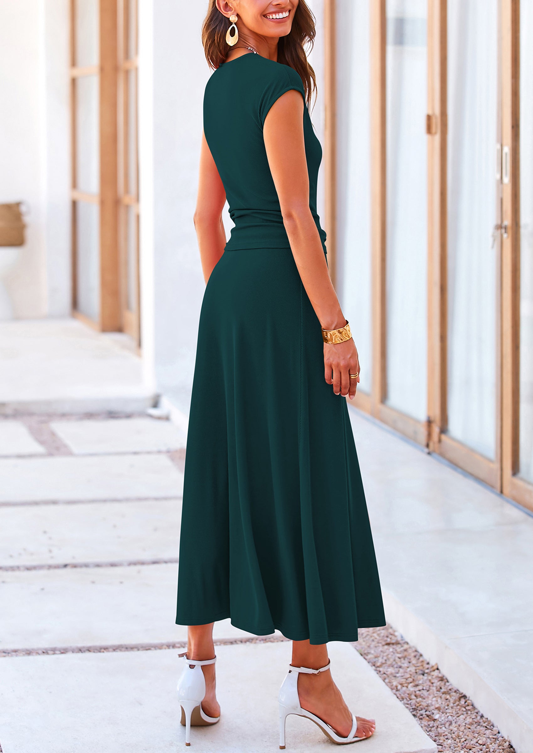 PRETTYGARDEN Summer Two Piece Skirt Set for Women Dressy Casual Knit Matching Travel Spring Vacation Lounge Outfits