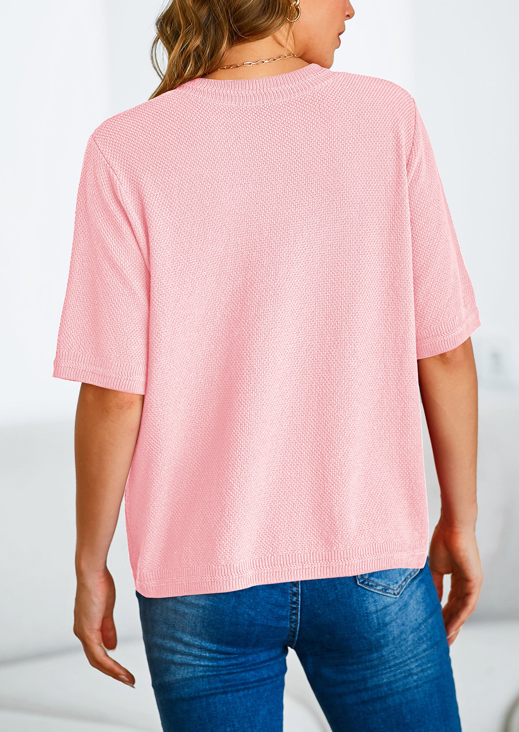 PRETTYGARDEN Women's Summer Button Down Shirts Casual Short Sleeve Crew Neck Ribbed Knit Blouse Top Cardigans