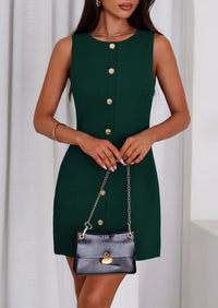 PRETTYGARDEN Work Dresses for Women Spring Business Formal Short Dress Sleeveless Button Down Elegant Office Outfits