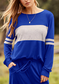 PRETTYGARDEN Women's Color Block 2 Piece Spring Tracksuit Crewneck Long Sleeve Tops Long Sweatpants Outfits Lounge Sets