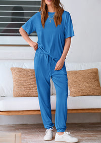 PRETTYGARDEN Women's Two Piece Lounge Sets Spring Summer Jogger Pants Vacation Outfits Travel Airplane Matching Clothes