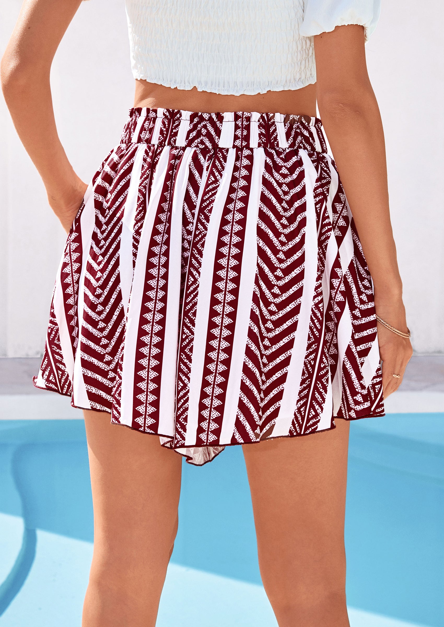 PRETTYGARDEN Women's Flowy Shorts Summer Fashion Beach Vacation Clothes Casual High Waist Wide Leg Ruffle Shorts