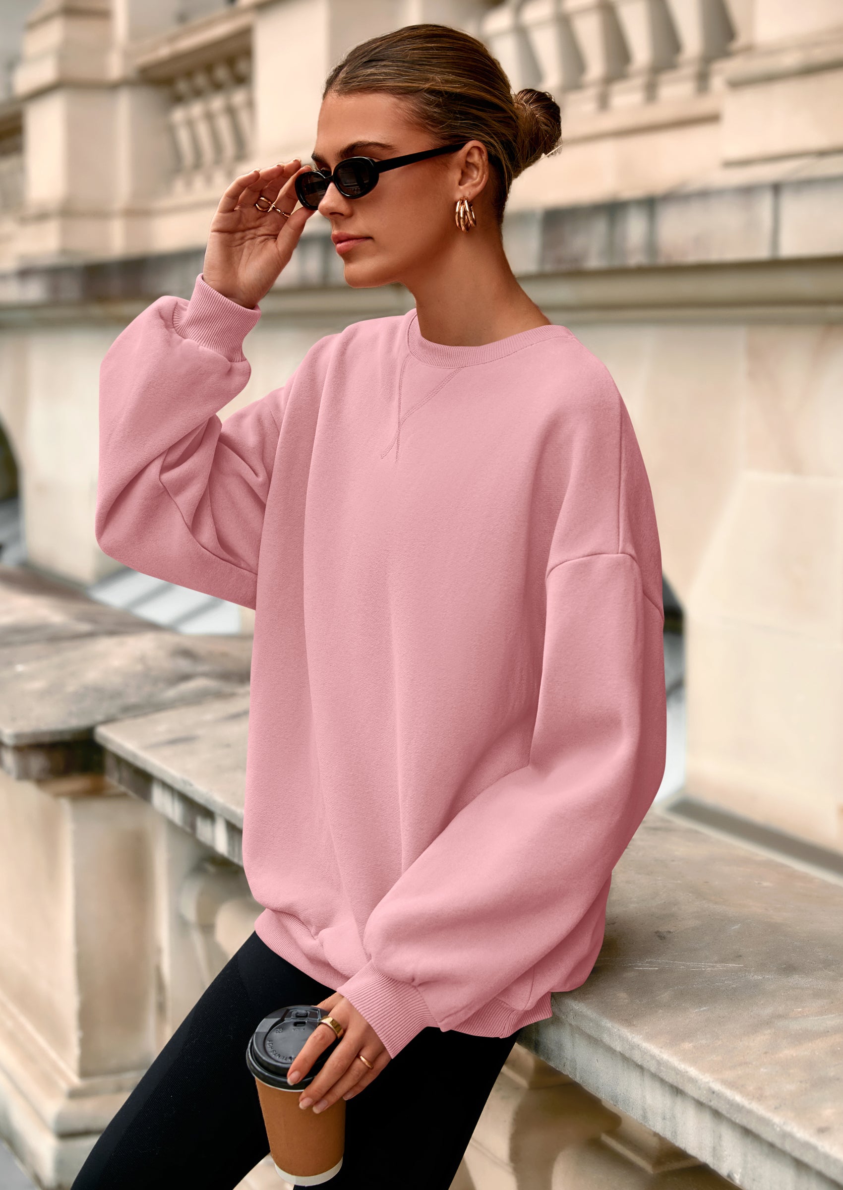 PRETTYGARDEN Oversized Sweatshirt for Women Fall Outfits Crewneck Long Sleeve Tops Fleece Pullover Winter Clothing