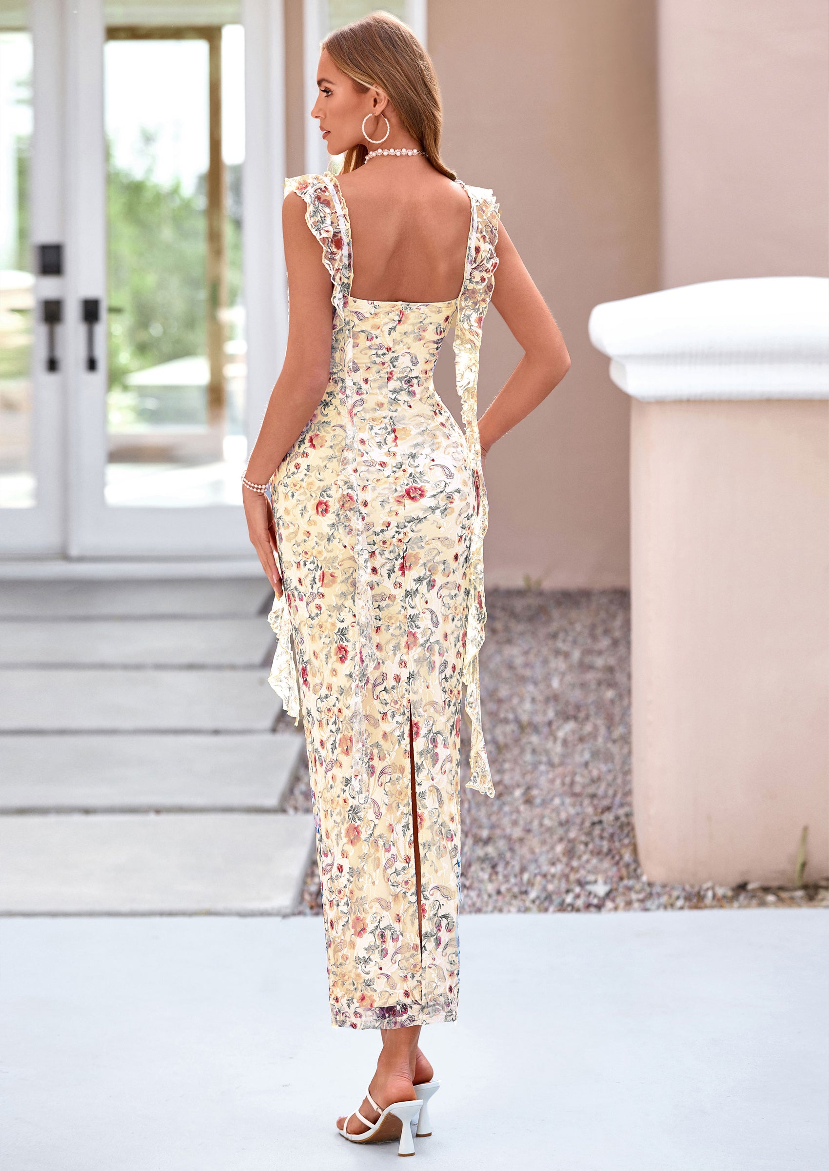 PRETTYGARDEN Women's Spring Wedding Guest Dress Summer Formal Sleeveless Elegant Floral Lace Cocktail Maxi Long Dresses