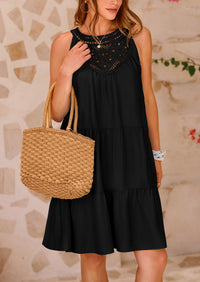 BTFBM Women Summer Halter Dresses Casual Spring 2025 Sleeveless A-Line Tiered Swing Mini Dress Beach Vacation Sundress