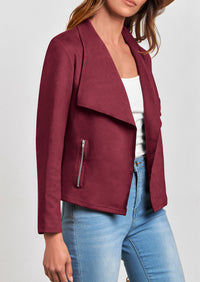 PRETTYGARDEN Women's Faux Suede Jackets Fashion Fall Clothes Long Sleeve Open Front Cropped Coat Outwear