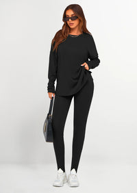 PRETTYGARDEN 2 Piece Outfits Casual Long Sleeve Tunic Tops Legging Pants Lounge Sets Sweatsuits