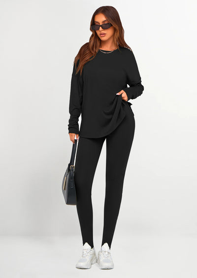 PRETTYGARDEN 2 Piece Outfits Casual Long Sleeve Tunic Tops Legging Pants Lounge Sets Sweatsuits