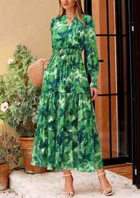 PRETTYGARDEN Women's Floral Maxi Dress Spring Long Sleeve V Neck Casual A Line Long Flowy Boho Party Dresses