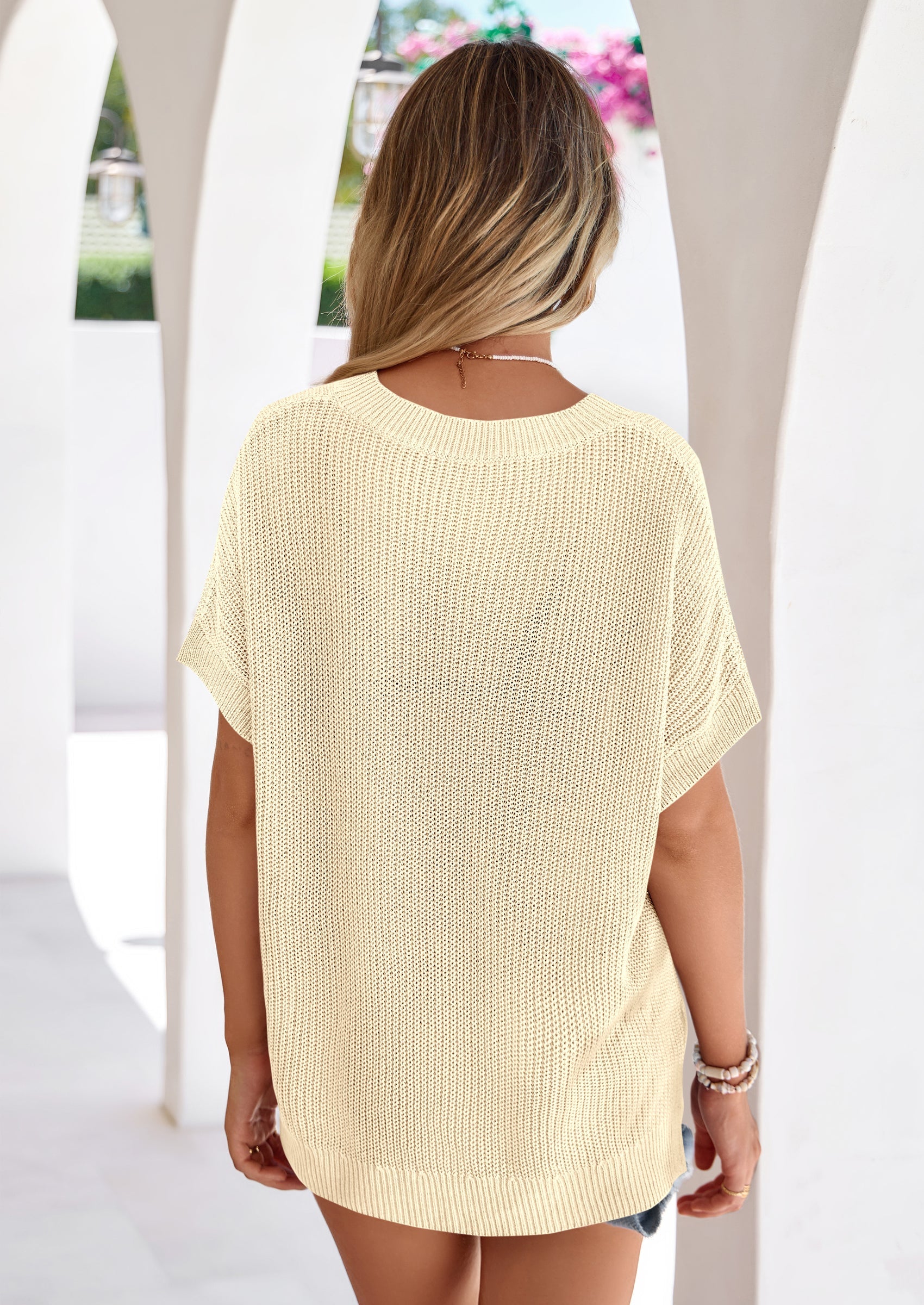 PRETTYGARDEN Women's Spring Short Sleeve Sweaters Lightweight V Neck Casual Going Out Summer T PRETTYGARDEN