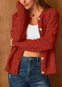 PRETTYGARDEN Women's Knit Cardigan Sweaters Casual Long Sleeve Open Front Button Down Trendy Jackets Outerwear