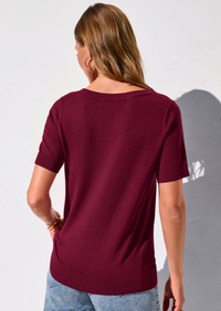 PRETTYGARDEN Womens Short Sleeve Sweater V Neck Trendy Pullover Tops Summer Spring Loose Lightweight Casual Blouse PRETTYGARDEN