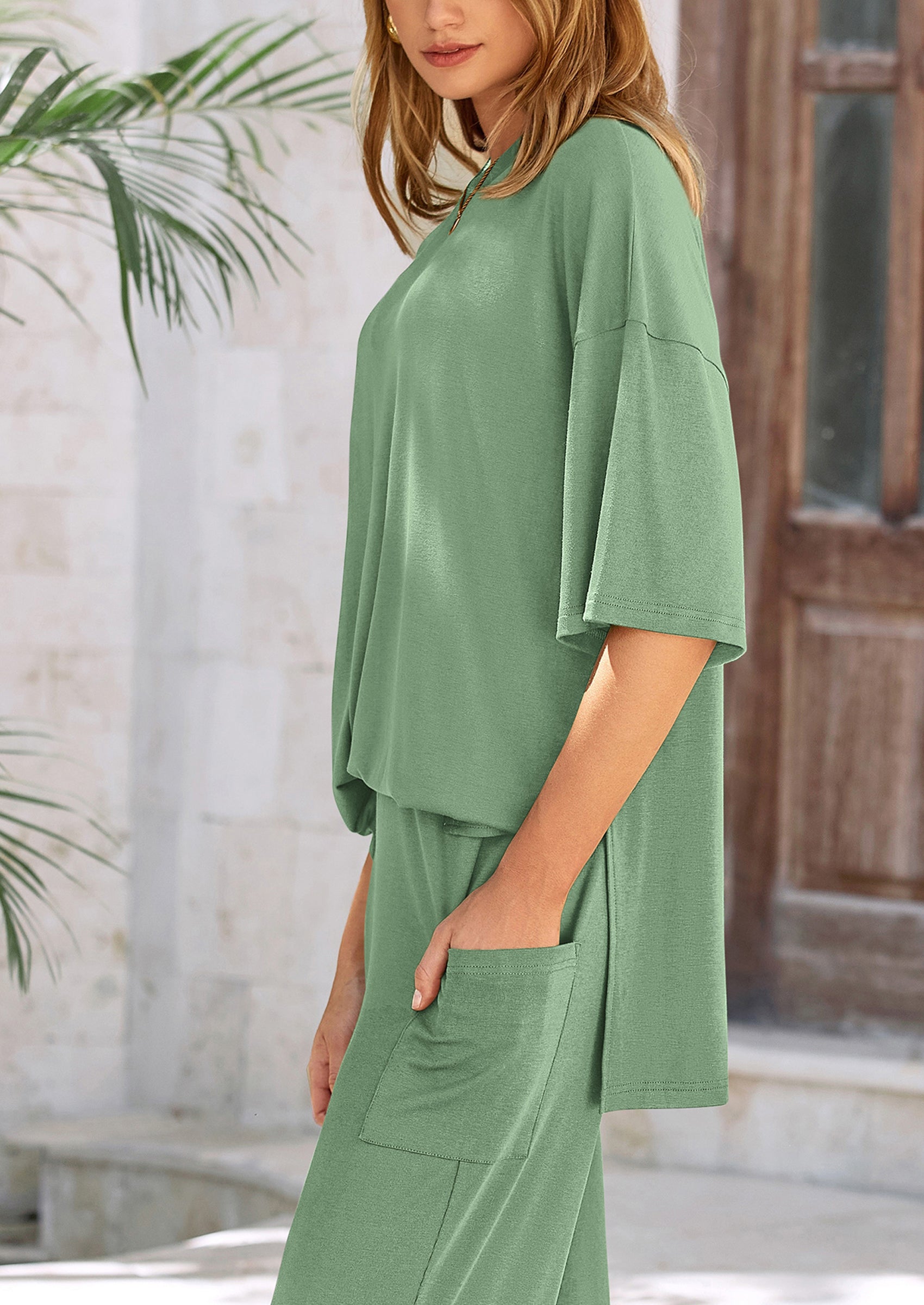 PRETTYGARDEN Women's 2 Piece Outfits Casual Short Sleeve Pullover Tops and Wide Leg Pants Lounge Sets Tracksuits