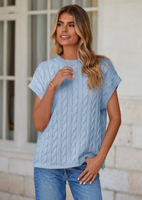 PRETTYGARDEN Women's Sweater Vest Summer Short Sleeve Tops Casual Crewneck Knit Oversized Pullover Trendy Spring Outfits PRETTYGARDEN