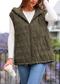 PRETTYGARDEN Women's Fall Spring Vest Casual Sleeveless Hooded Zip Up Jacket Trendy Winter Coat Outerwear PRETTYGARDEN