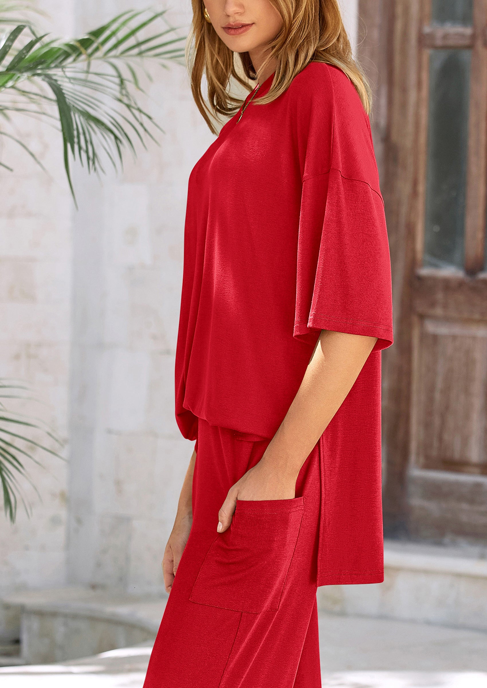 PRETTYGARDEN Women's 2 Piece Outfits Casual Short Sleeve Pullover Tops and Wide Leg Pants Lounge Sets Tracksuits