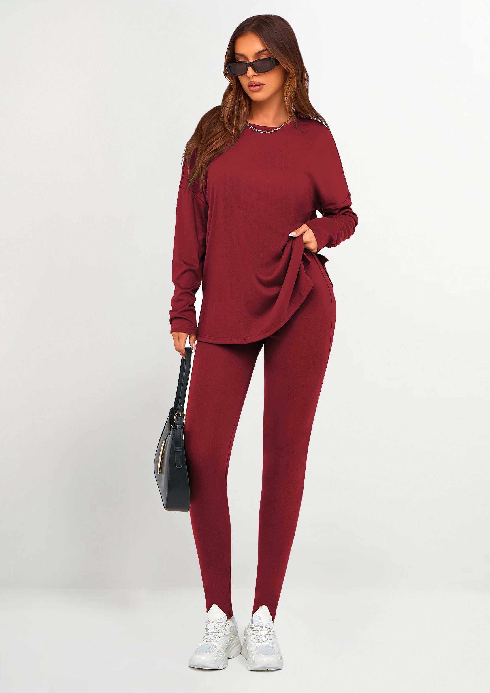 PRETTYGARDEN 2 Piece Outfits Casual Long Sleeve Tunic Tops Legging Pan PRETTYGARDEN 2 Piece Outfits Casual Long Sleeve Tunic Tops Legging Pan