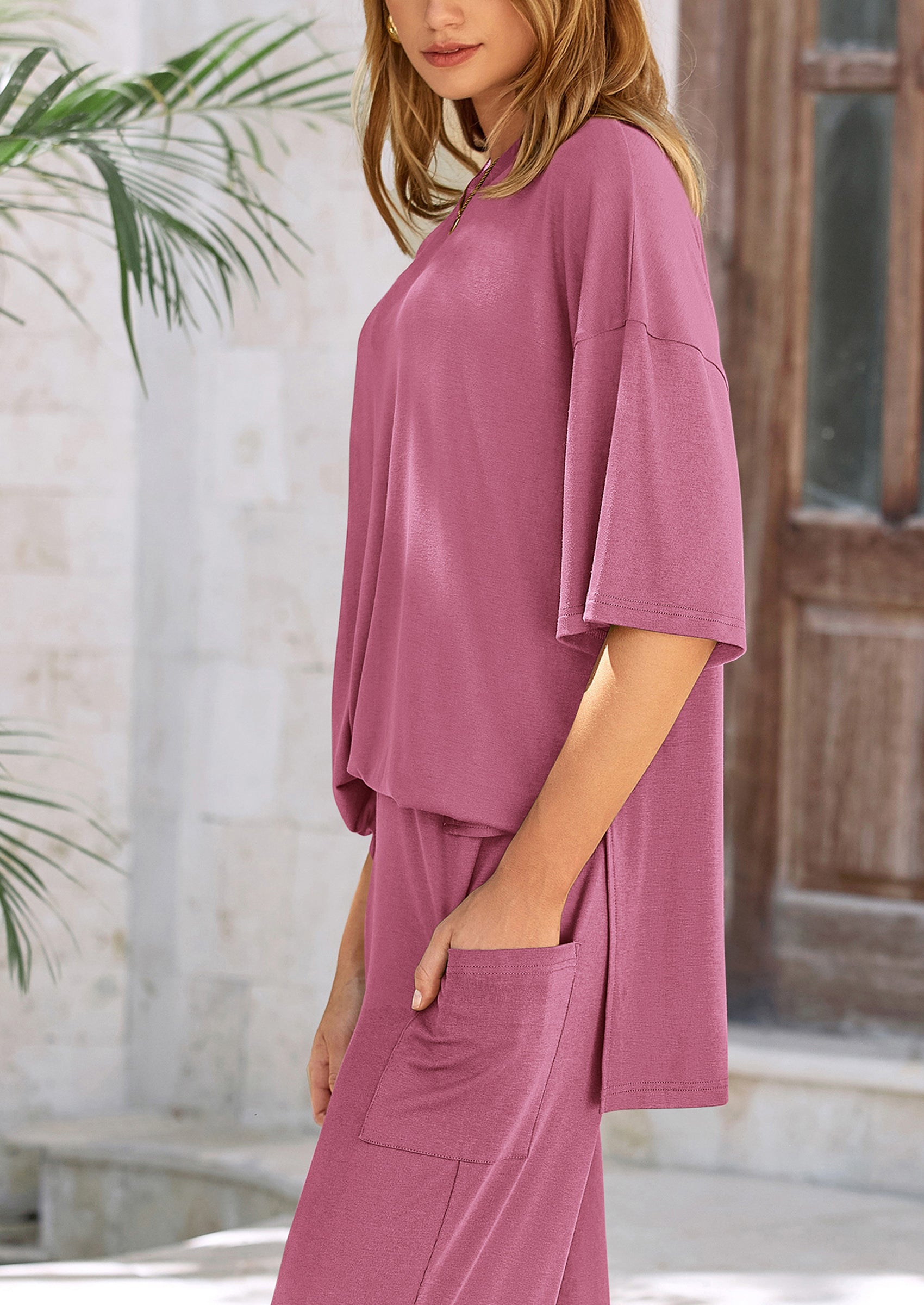 PRETTYGARDEN Women's 2 Piece Outfits Casual Short Sleeve Pullover Tops and Wide Leg Pants Lounge Sets Tracksuits