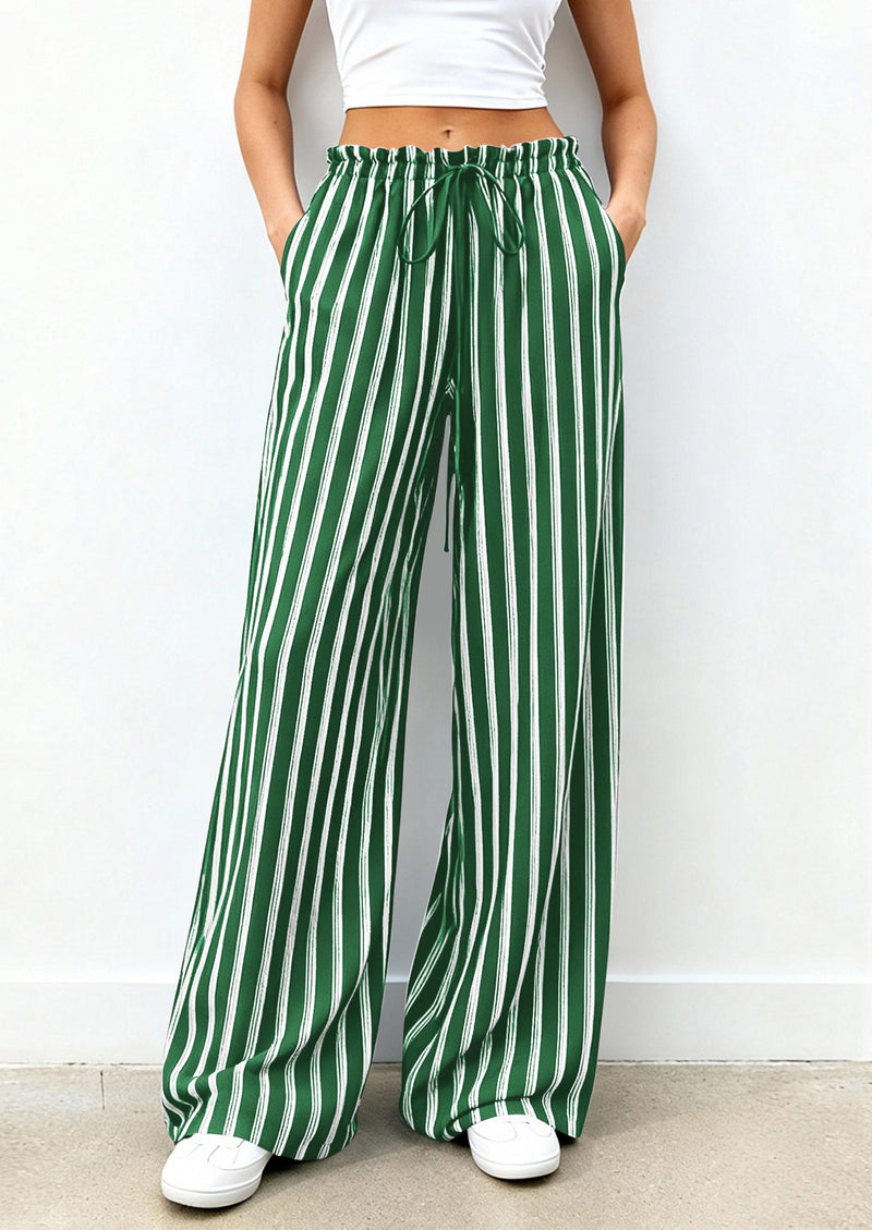 PRETTYGARDEN Women's Wide Leg Palazzo Pants Dressy Casual Striped Y2K Baggy Trousers High Waisted Lounge Slacks with Pockets PRETTYGARDEN