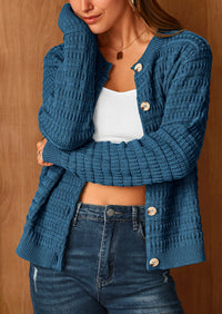 PRETTYGARDEN Women's Knit Cardigan Sweaters Casual Long Sleeve Open Front Button Down Trendy Jackets Outerwear