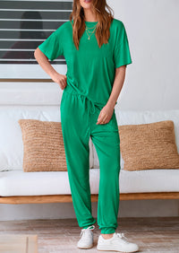 PRETTYGARDEN Women's Two Piece Lounge Sets Spring Summer Jogger Pants Vacation Outfits Travel Airplane Matching Clothes