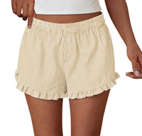 PRETTYGARDEN Womens Boxer Shorts Y2K Ruffle Pajama Summer Spring Lounge Sleep Striped Casual Beach Pj Bottoms Pockets PRETTYGARDEN