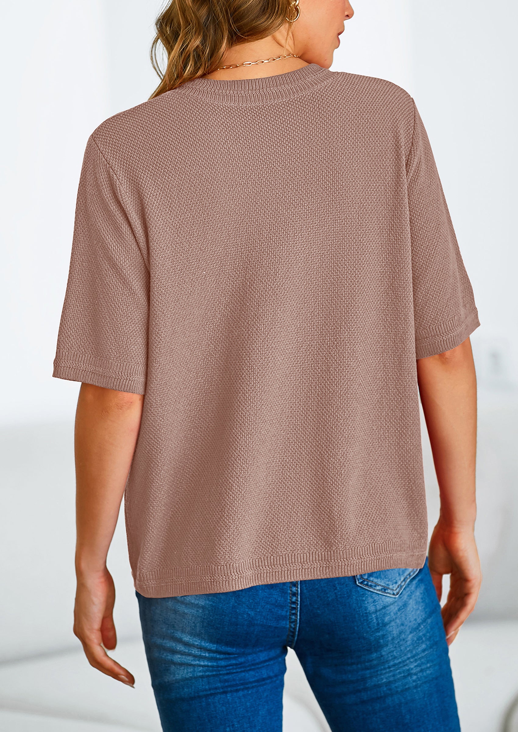 PRETTYGARDEN Women's Summer Button Down Shirts Casual Short Sleeve Crew Neck Ribbed Knit Blouse Top Cardigans