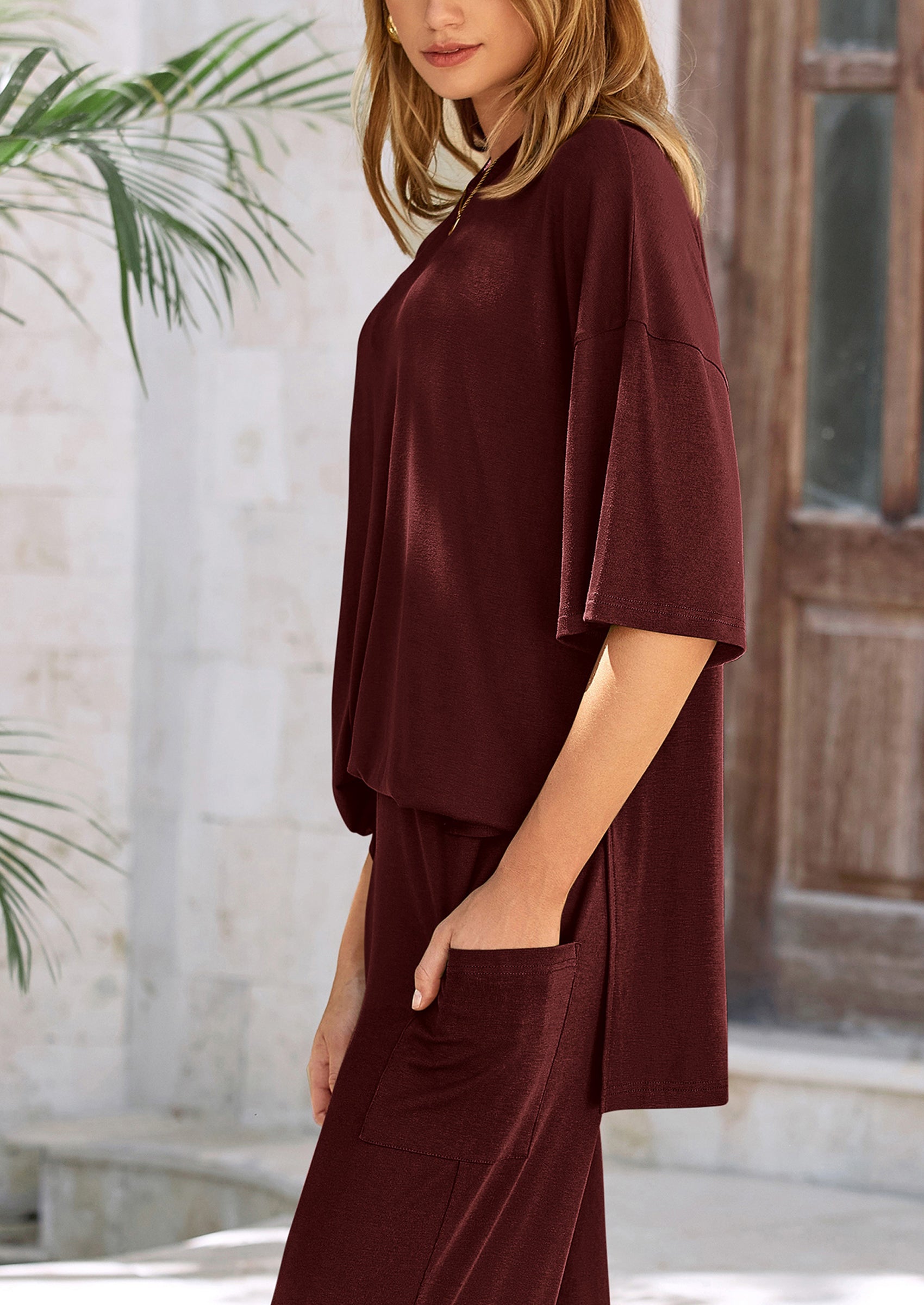 PRETTYGARDEN Women's 2 Piece Outfits Casual Short Sleeve Pullover Tops and Wide Leg Pants Lounge Sets Tracksuits