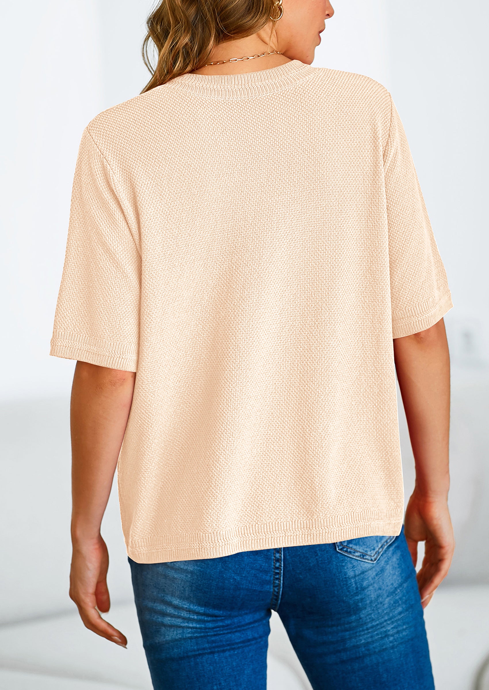 PRETTYGARDEN Women's Summer Button Down Shirts Casual Short Sleeve Crew Neck Ribbed Knit Blouse Top Cardigans