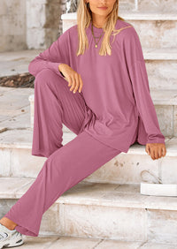 PRETTYGARDEN Women's Two Piece Lounge Sets Matching Long Sleeve Shirts Wide Leg Pants Tracksuits Travel Outfits Fall Clothes