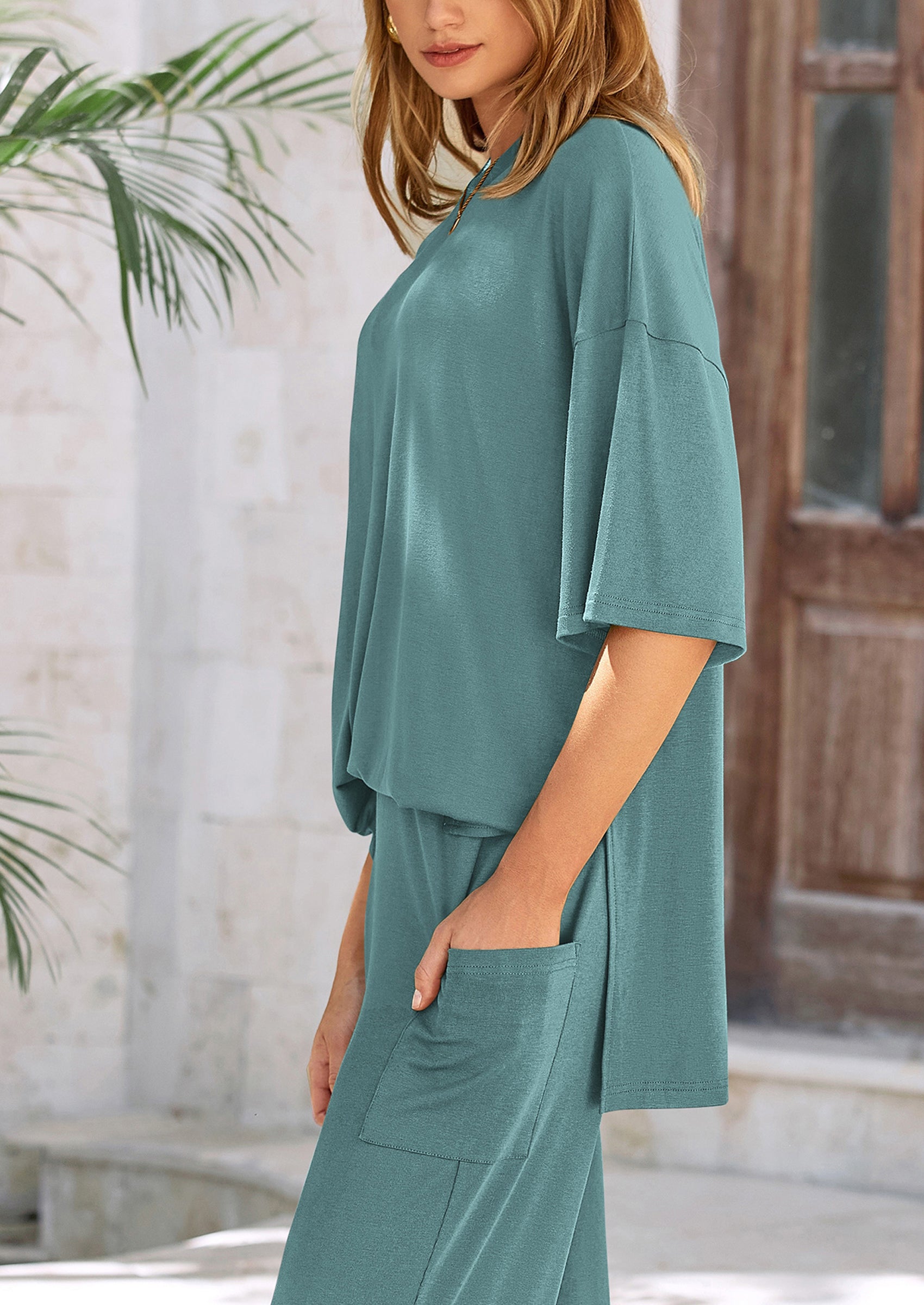 PRETTYGARDEN Women's 2 Piece Outfits Casual Short Sleeve Pullover Tops and Wide Leg Pants Lounge Sets Tracksuits