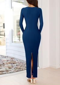 PRETTYGARDEN Bodycon Maxi Dress Fall Floral Long Sleeve Sexy Mesh Cocktail Wedding Guest Long Dresses