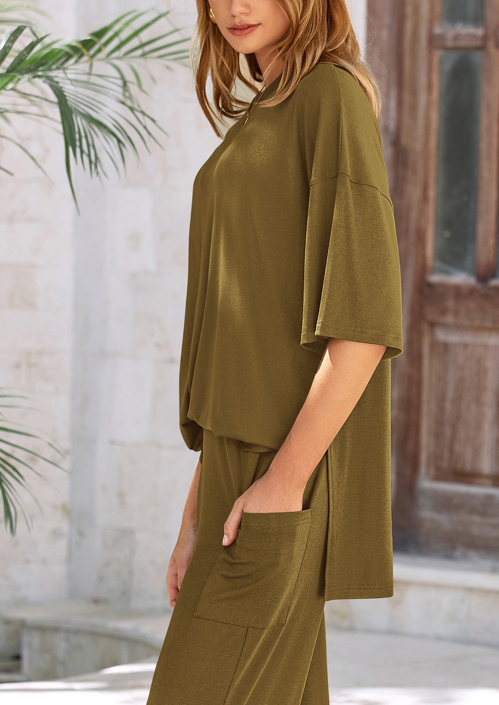 PRETTYGARDEN Women's 2 Piece Outfits Casual Short Sleeve Pullover Tops and Wide Leg Pants Lounge Sets Tracksuits