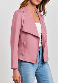 PRETTYGARDEN Women's Faux Suede Jackets Fashion Fall Clothes Long Sleeve Open Front Cropped Coat Outwear