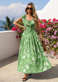 PRETTYGARDEN Women's Boho Maxi Dress Summer Cap Sleeve Long Flowy Beach Vacation Floral Sundresses Spring Resort Wear PRETTYGARDEN