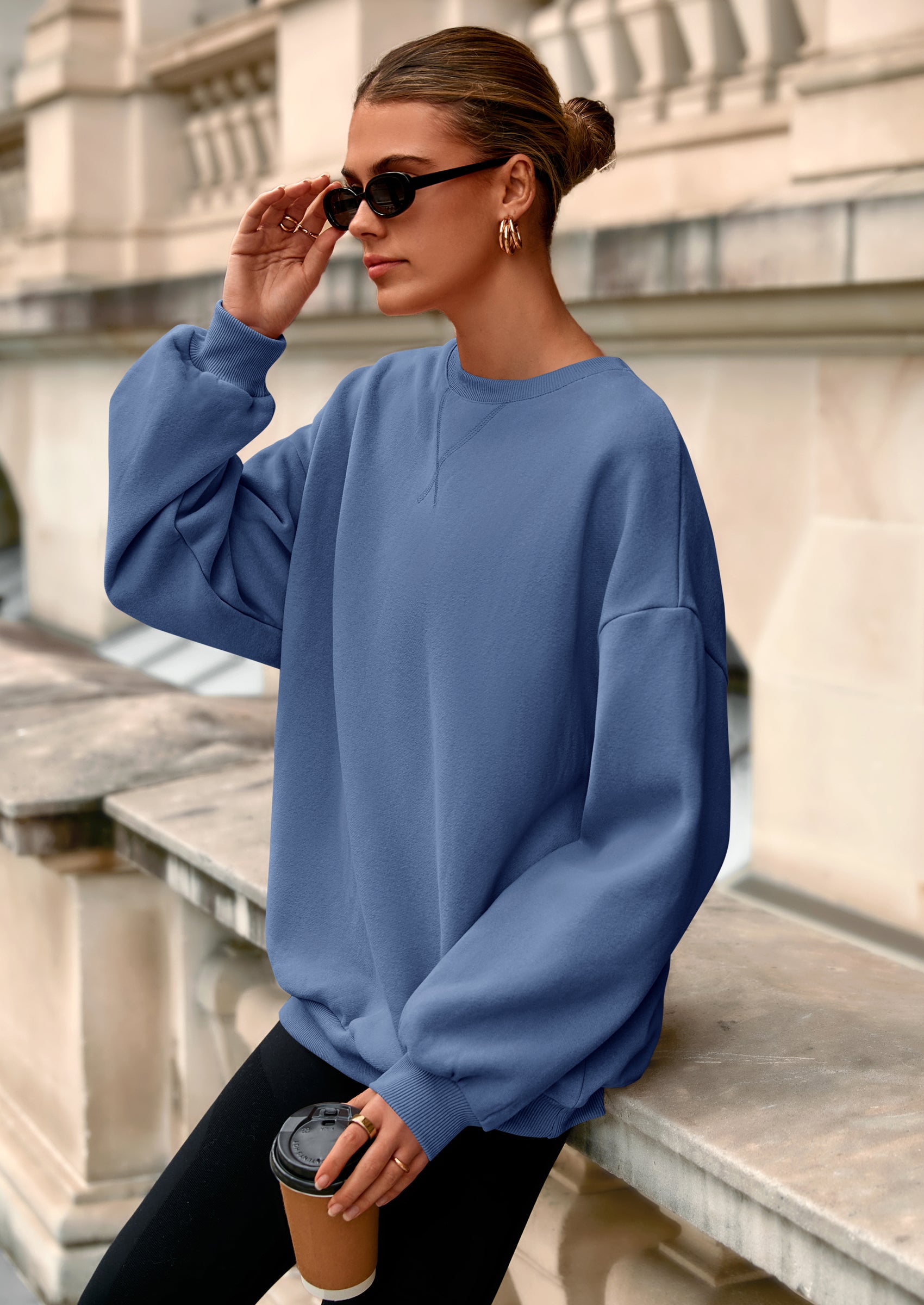 PRETTYGARDEN Oversized Sweatshirt for Women Fall Outfits Crewneck Long Sleeve Tops Fleece Pullover Winter Clothing