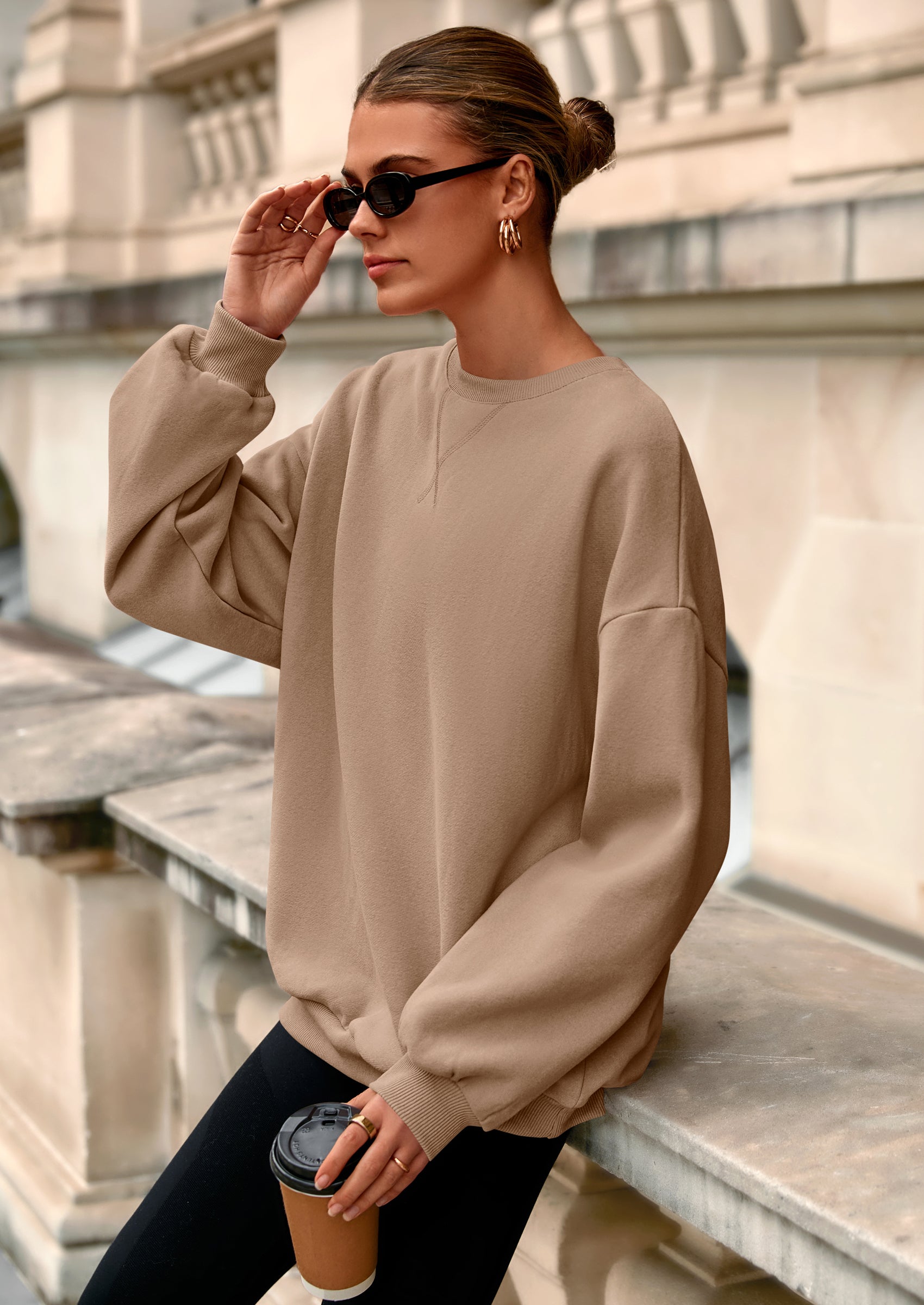 PRETTYGARDEN Oversized Sweatshirt for Women Fall Outfits Crewneck Long Sleeve Tops Fleece Pullover Winter Clothing