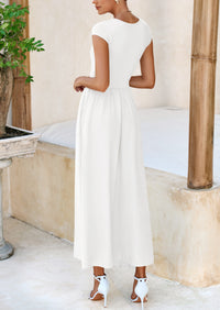 PRETTYGARDEN Women's Casual Long Dresses Cap Sleeve Patchwork A Line Flowy Modest Elegant Homecoming Maxi Dress