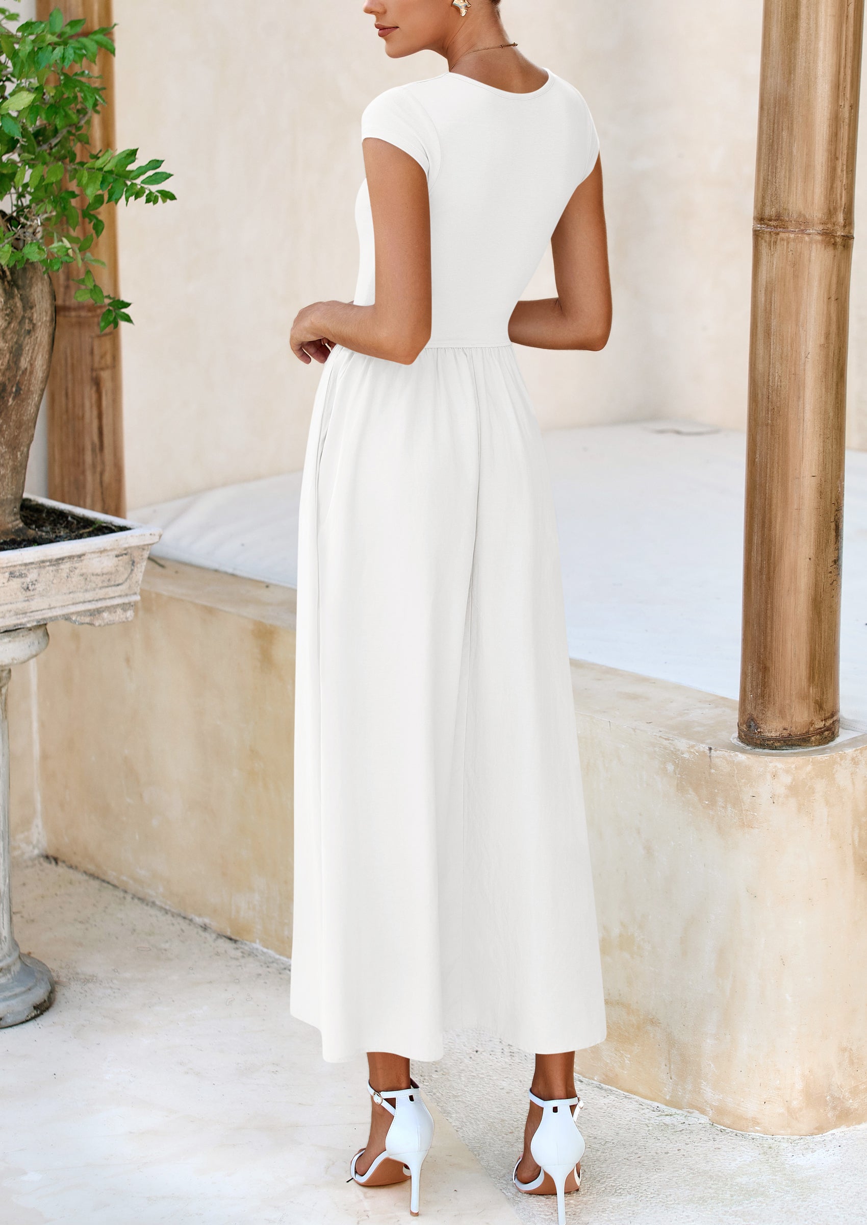 PRETTYGARDEN Women's Casual Long Dresses Cap Sleeve Patchwork A Line Flowy Modest Elegant Homecoming Maxi Dress