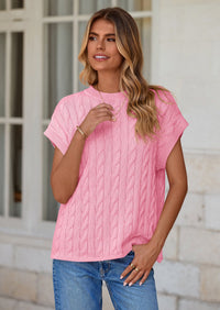 PRETTYGARDEN Women's Sweater Vest Summer Short Sleeve Tops Casual Crewneck Knit Oversized Pullover Trendy Spring Outfits PRETTYGARDEN