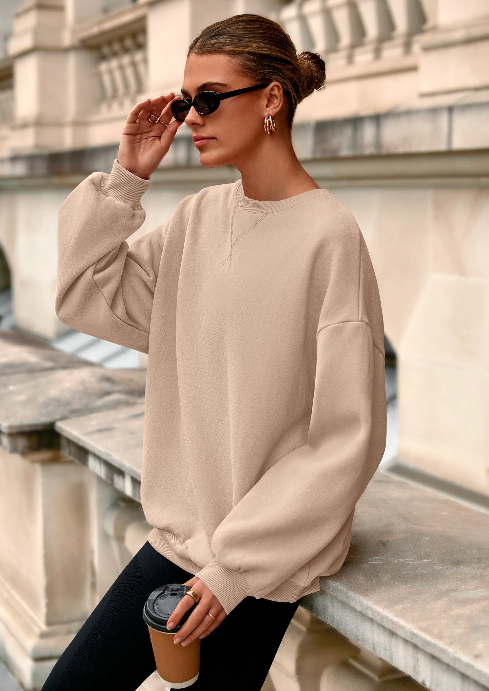 PRETTYGARDEN Oversized Sweatshirt for Women Fall Outfits Crewneck Long Sleeve Tops Fleece Pullover Winter Clothing