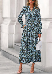 PRETTYGARDEN Women's Floral Maxi Dress Spring Long Sleeve V Neck Casual A Line Long Flowy Boho Party Dresses