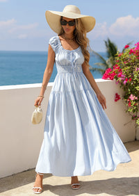 PRETTYGARDEN Women's Boho Maxi Dress Summer Cap Sleeve Long Flowy Beach Vacation Floral Sundresses Spring Resort Wear PRETTYGARDEN